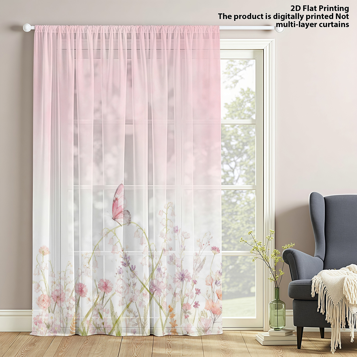 Good Floral & Wedding Decor Supply Photos - Flower Series Sheer Curtain, Good Quality