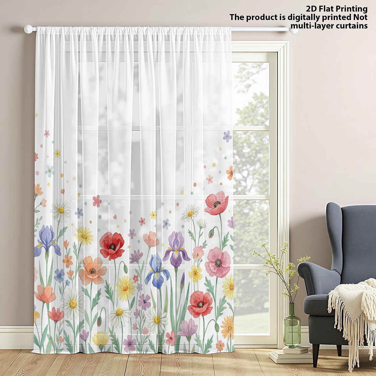 Floral Privacy Sheer Curtain,G - Good Floral & Wedding Decor Supply Photos reseña y precio