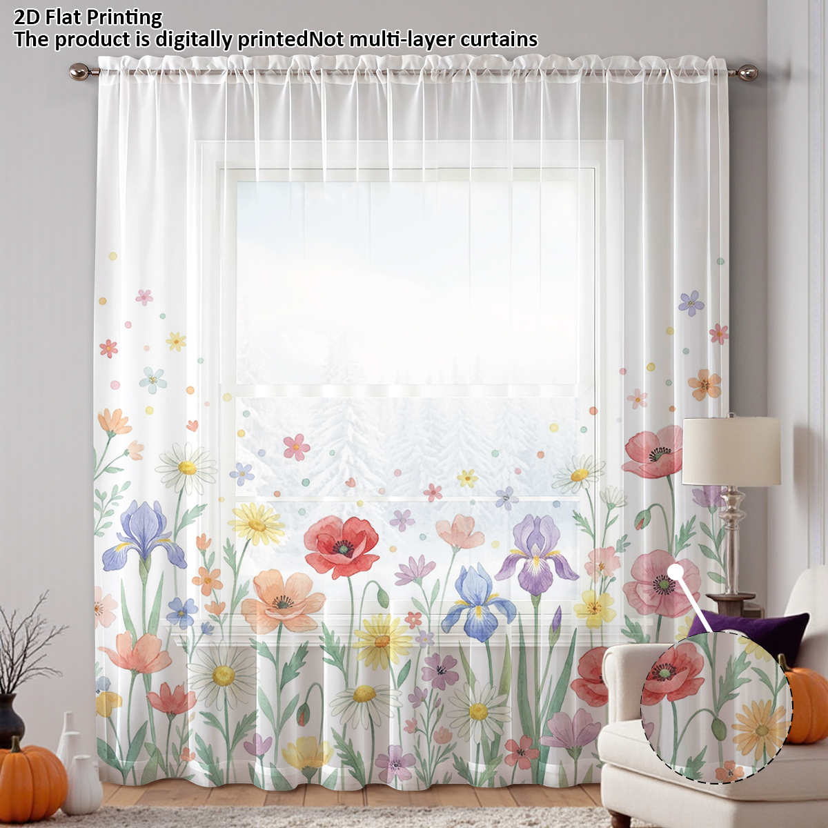 Floral Privacy Sheer Curtain,G - Good Floral & Wedding Decor Supply Photos reseña y precio
