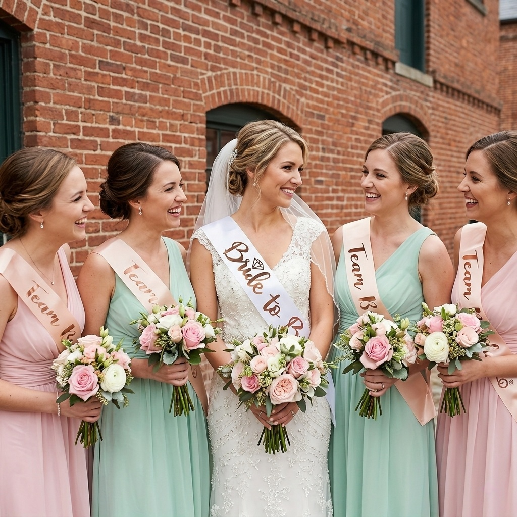 7pcs Set Rose Gold Foil BRIDE  - Bride Tribe Sash reseña y precio