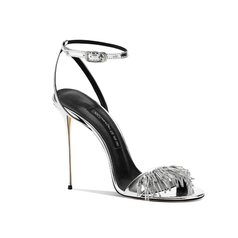 Silver Stiletto Heels Women  S - Wedding Super reseña y precio