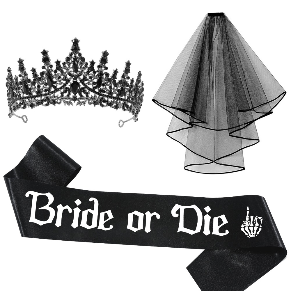 3pcs Gothic Black Bachelorette - Bride Tribe Sash reseña y precio
