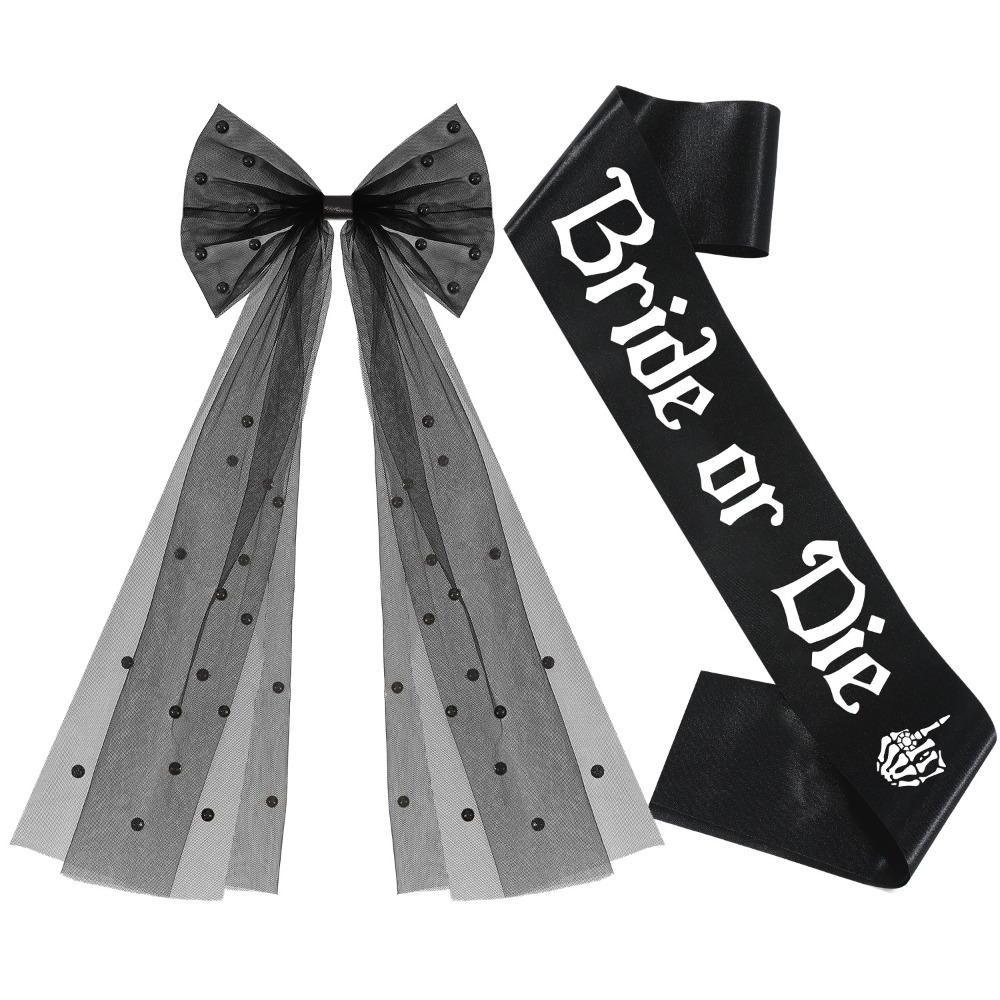 3pcs Gothic Black Bachelorette - Bride Tribe Sash reseña y precio