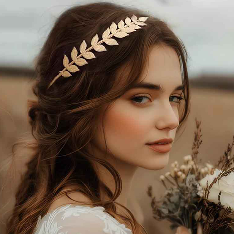 【P】Gold Leaf Headband Headpiec - Wedding Supply Store reseña y precio