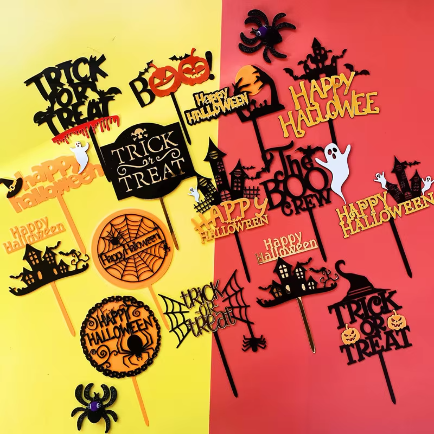 Happy Halloween Acrylic Cake T - Wedding Supply Factory reseña y precio